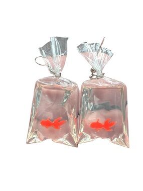 Fun Fish in a Bag Drop Earrings